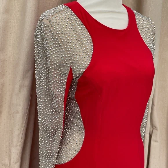 long sleeve sequin formal dress Sequin-Butterfly Long-Sleeve Formal Dress
